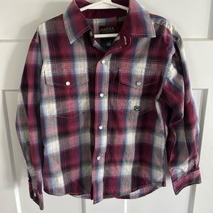NWOT Boys Roper Long Sleeve Plaid Western Shirt Sz.6-7.